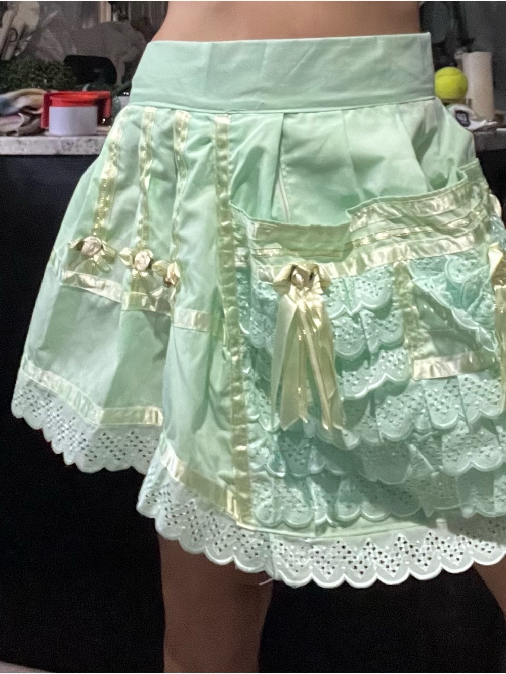 Festive A-Line Vintage Mint Green Apron in mint condition!